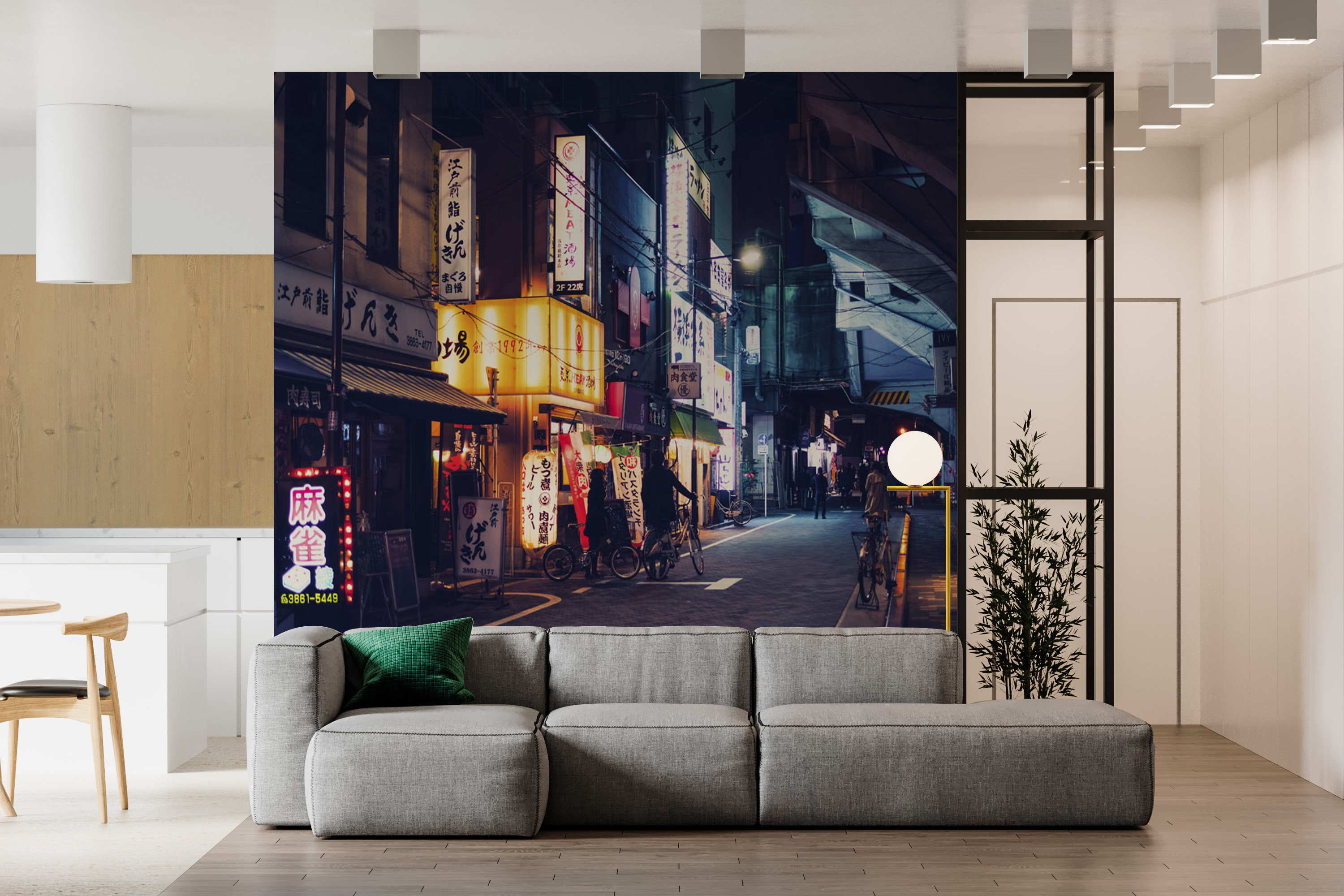 Фотообои и фрески - Ночная улочка в Китае