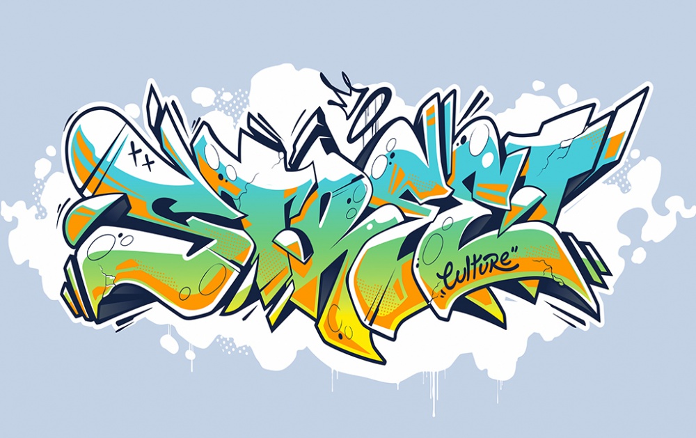 Фотообои и фрески - Граффити на светлом фоне
