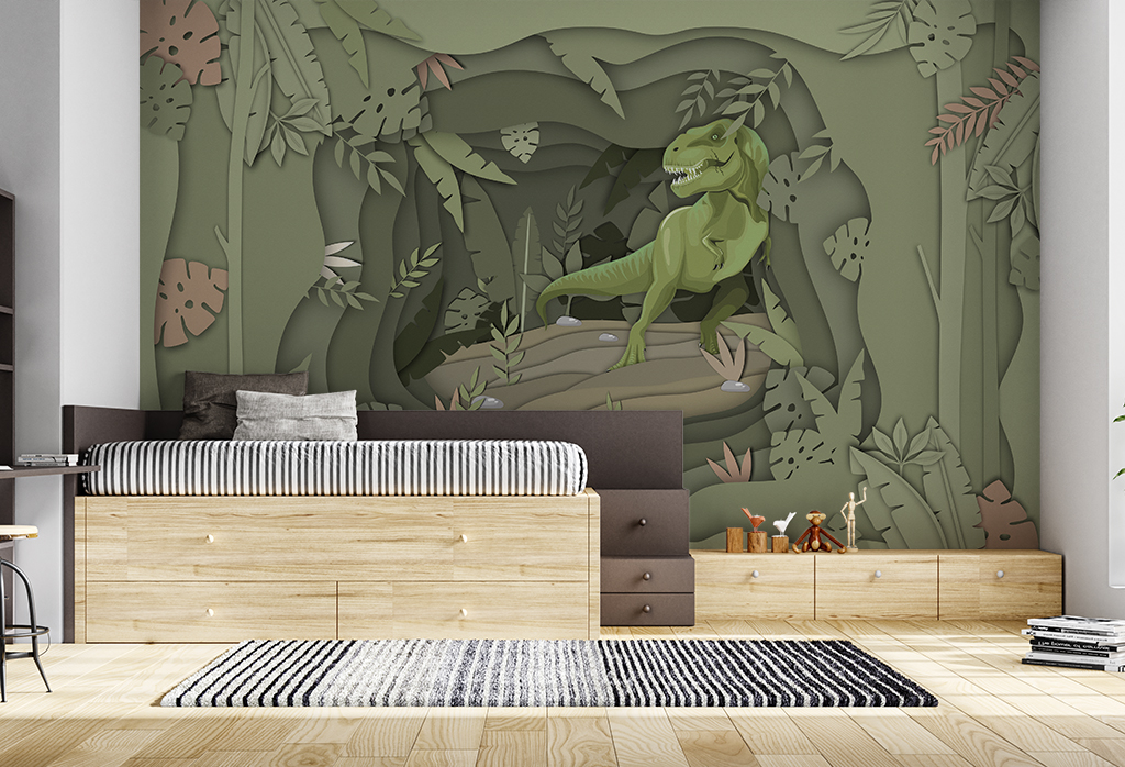 Фотообои и фрески - Динозавр в зеленых оттенках 3d