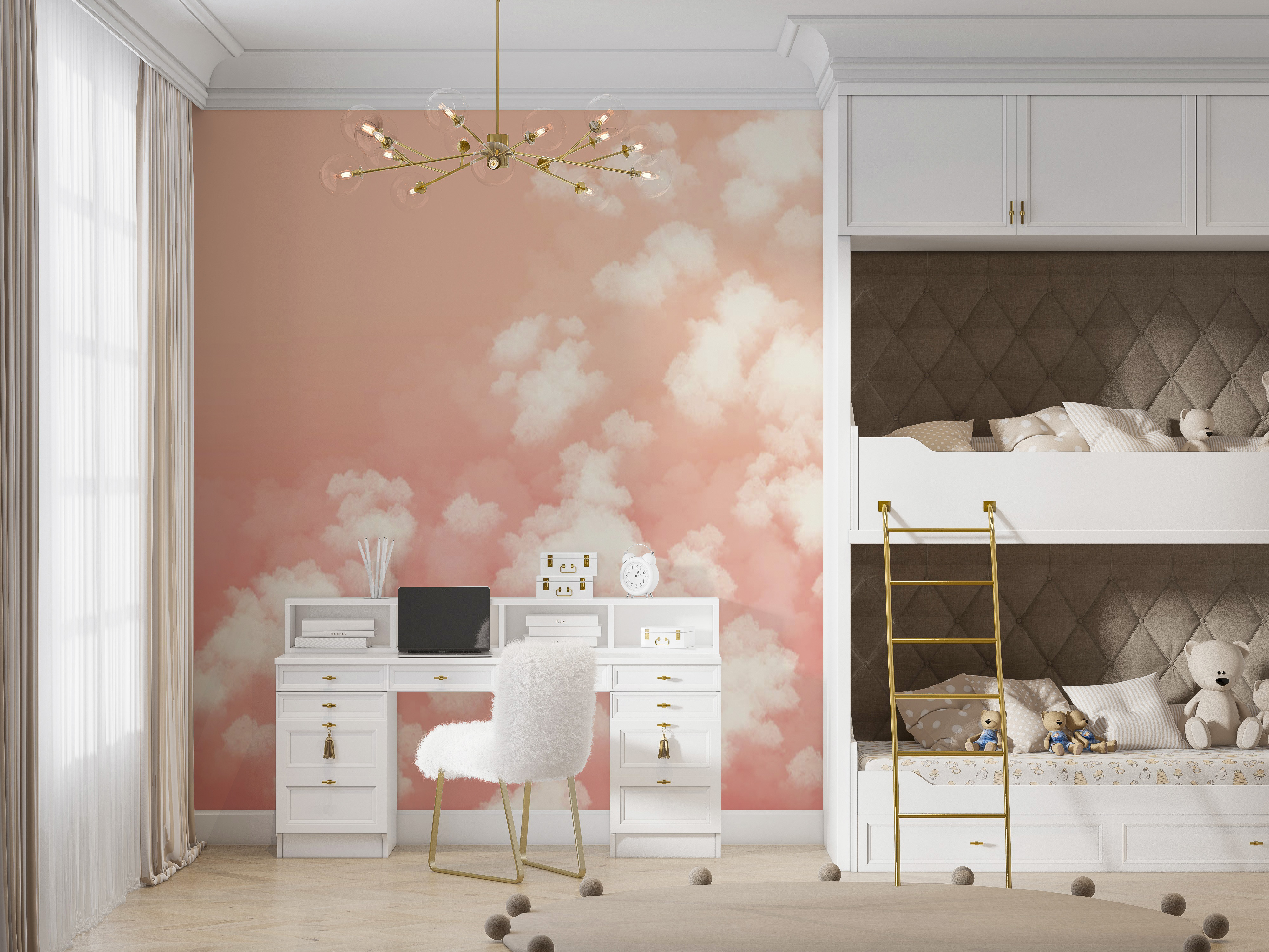 Фотообои и фрески - Облака на персиковом небе