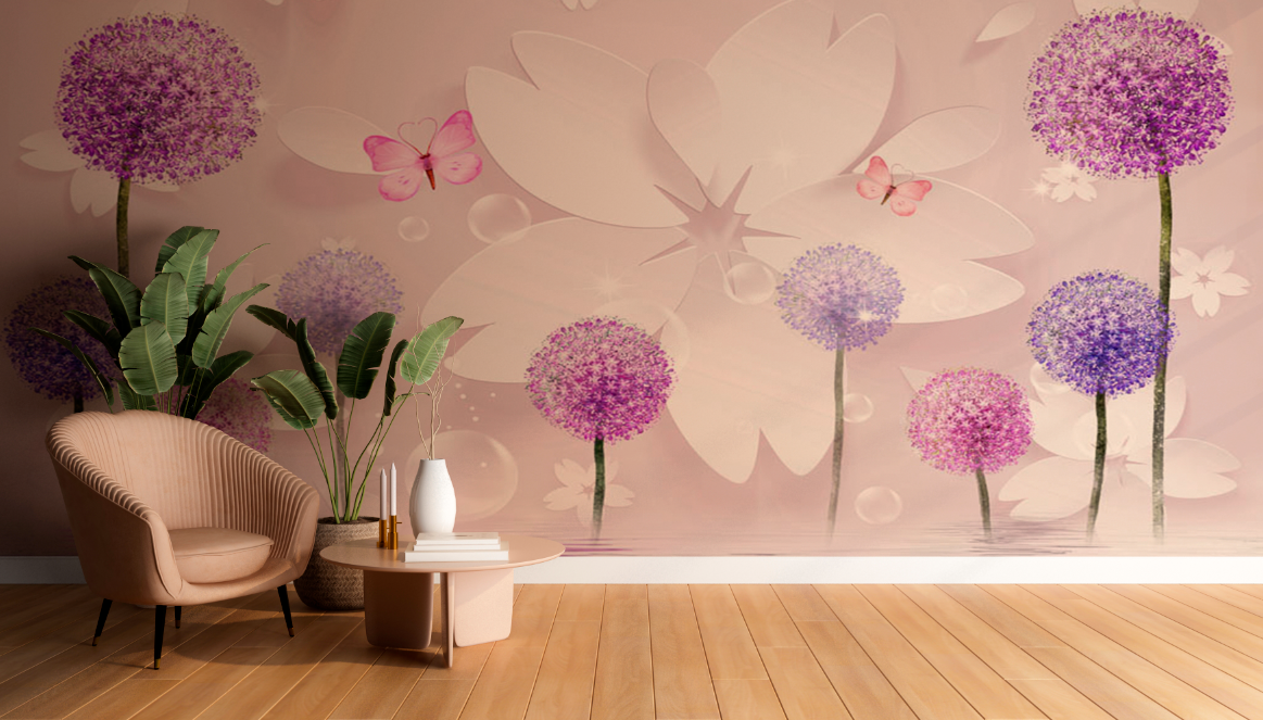 Фотообои и фрески - Пушистые яркие одуванчики 3d
