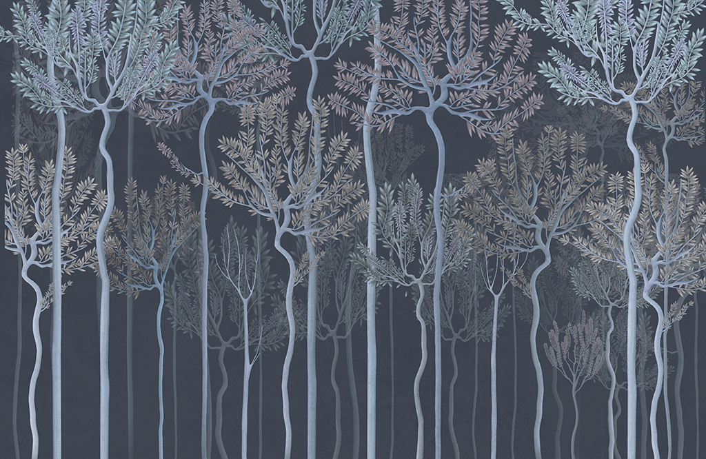 Фотообои и фрески - Загадочные деревья в синих оттенках
