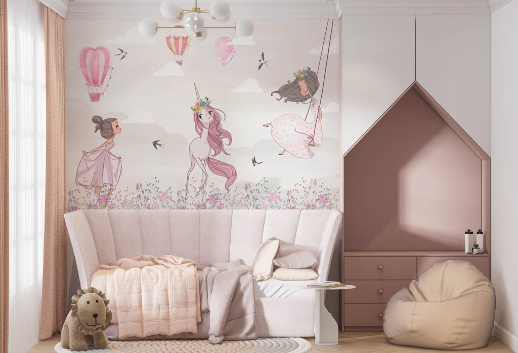 Фотообои и фрески - Две принцессы и пони