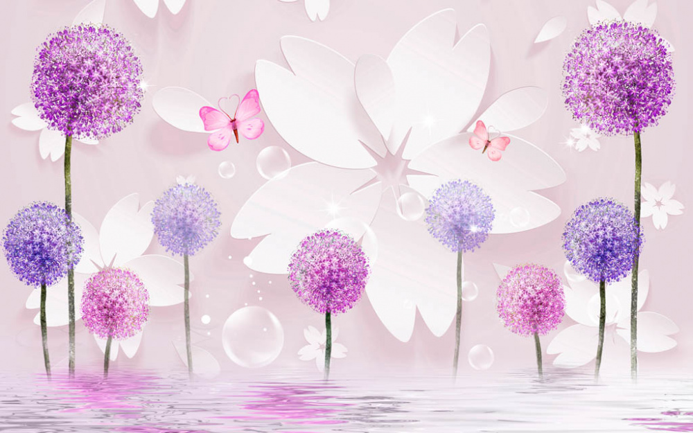 Фотообои и фрески - Пушистые яркие одуванчики 3d