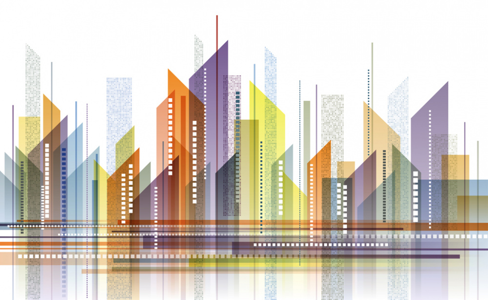 Фотообои и фрески - Разноцветный город стилизация