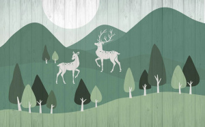 Олени в зелёных горах