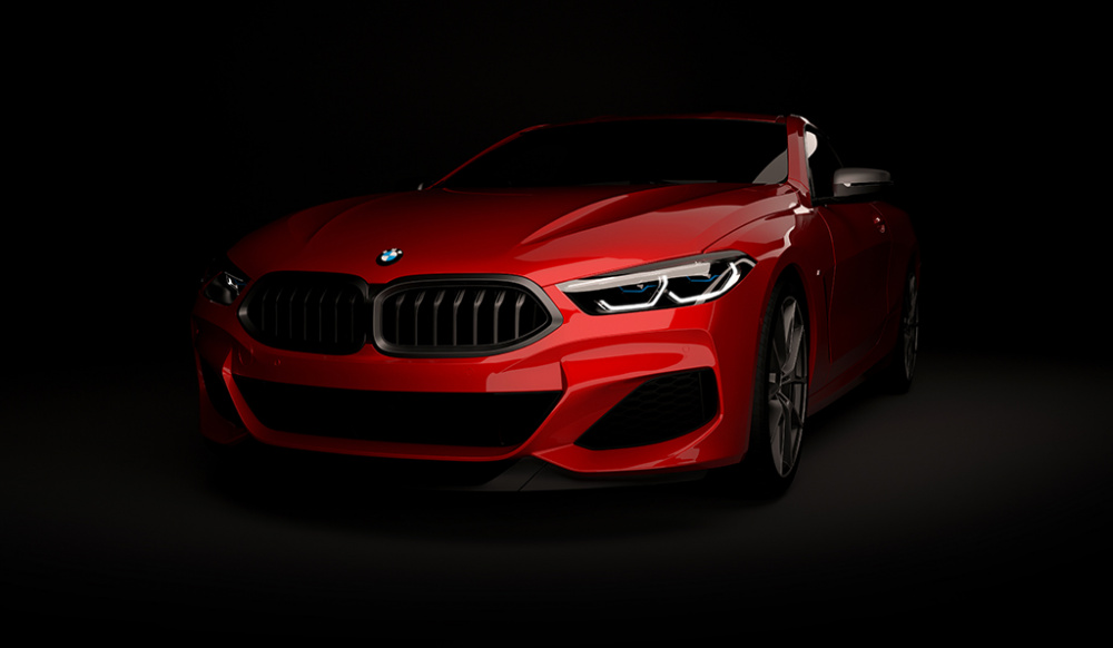 Фотообои и фрески - Красная BMW на чёрном фоне