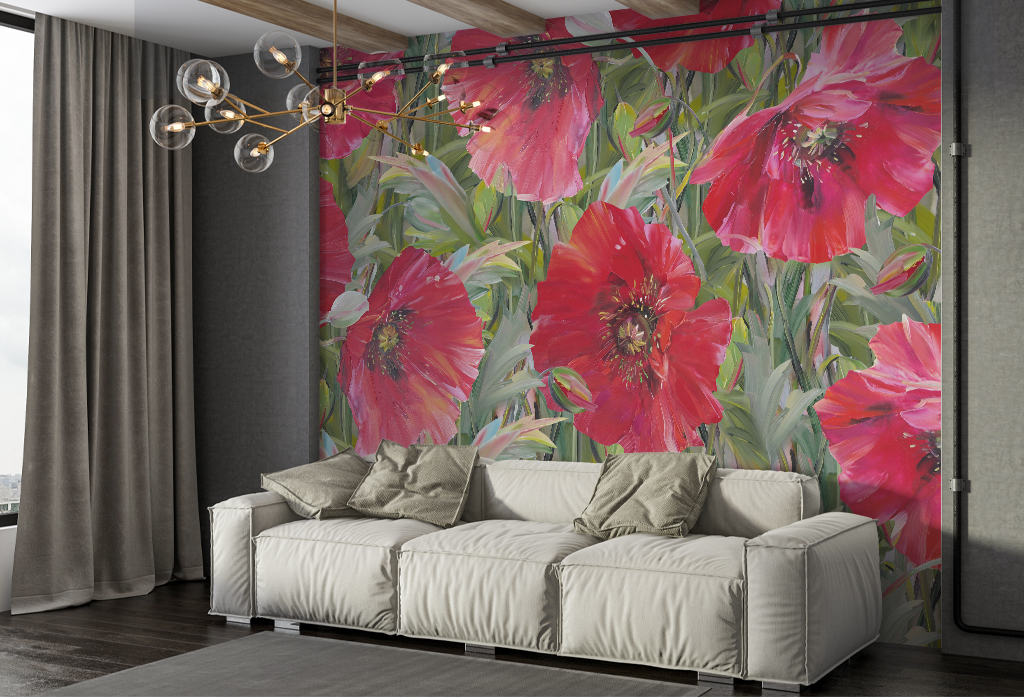 Фотообои и фрески - Раскрытые красные маки 