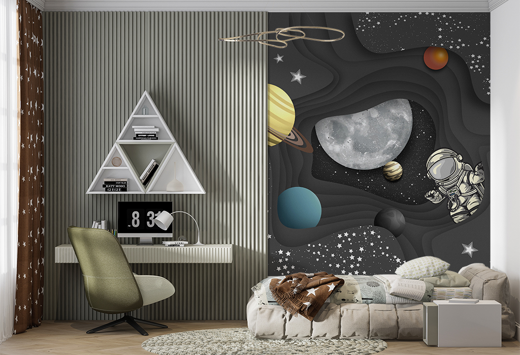 Фотообои и фрески - Космос 3d в сером