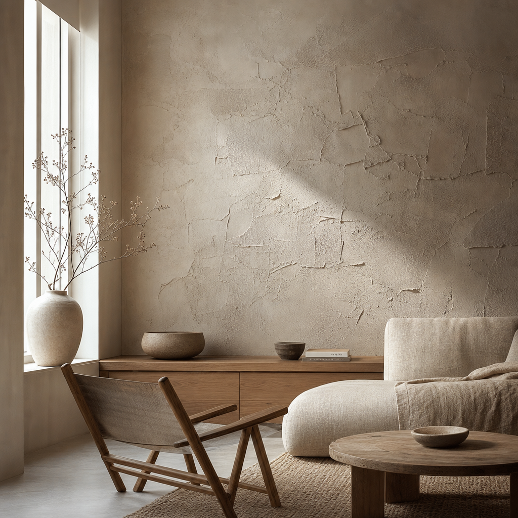Фотообои и фрески в стиле wabi-sabi: как выбрать фактуру, сюжет, свет и размер стены