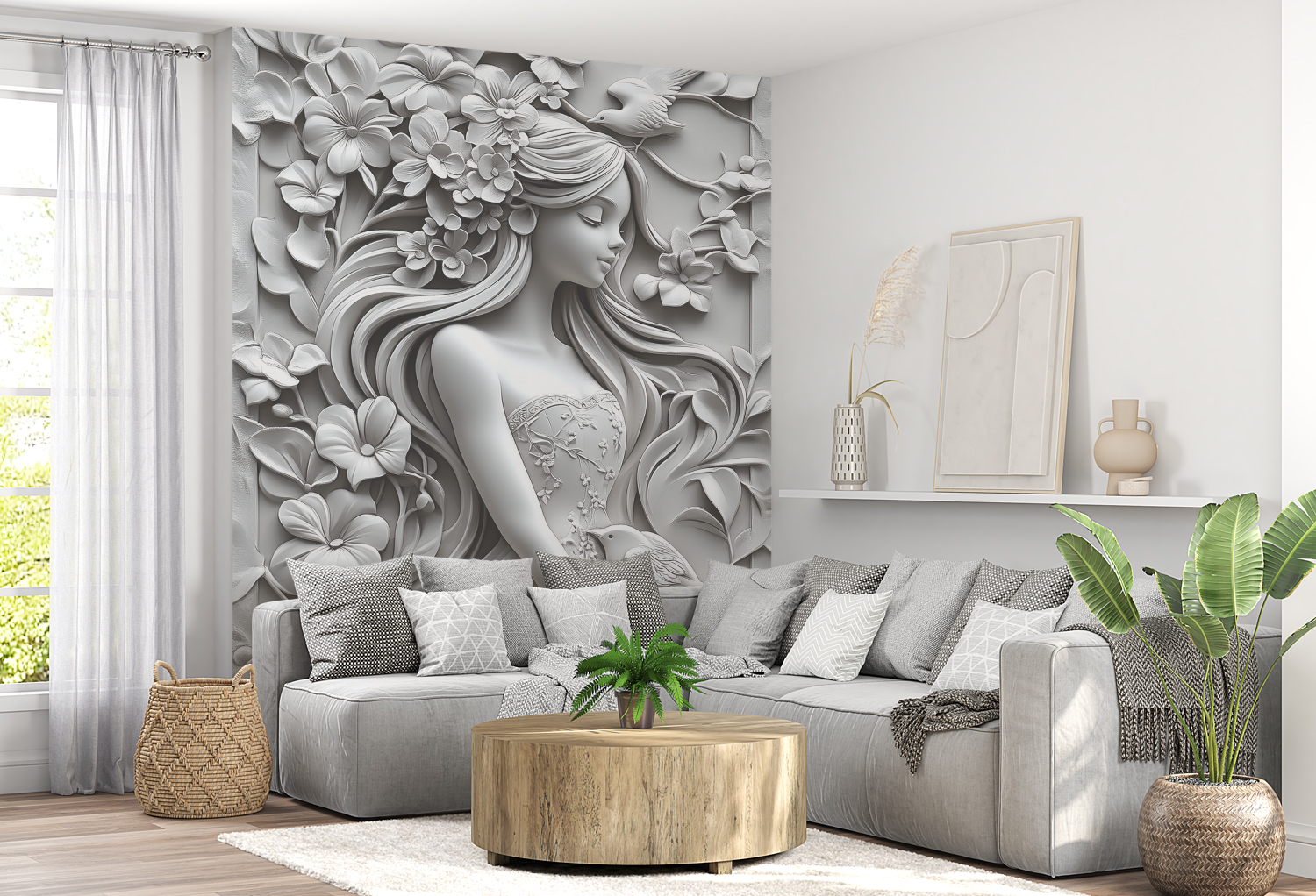 Фотообои и фрески - Загадочная девушка 3d